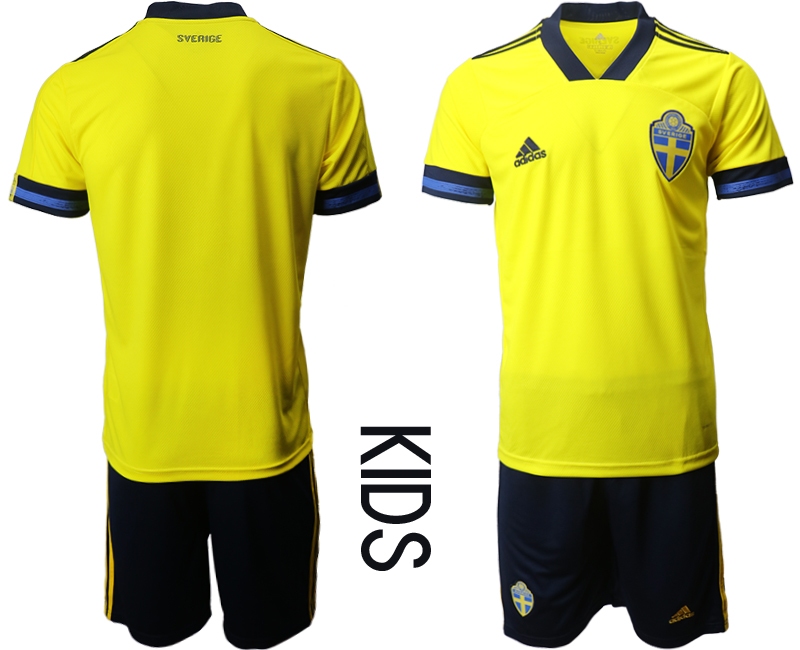 Youth 2021 European Cup Sweden home yellow Soccer Jersey